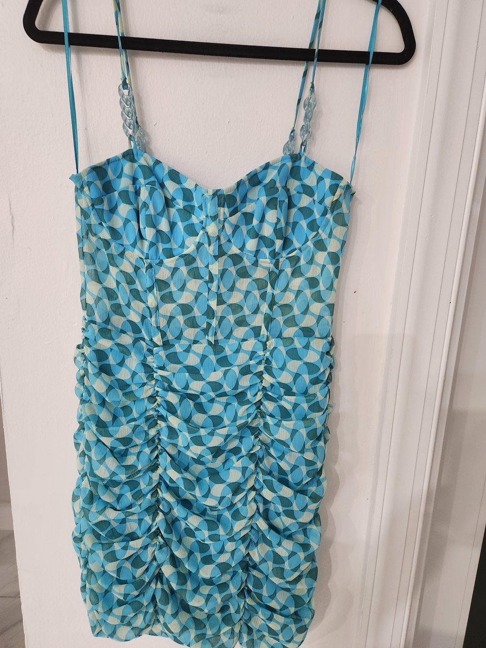 Zara Teal and Aqua Printed Slip Dress